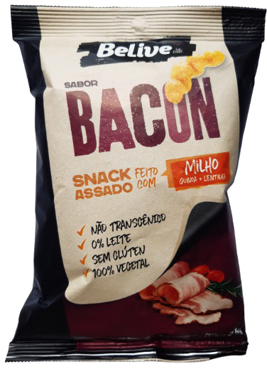 BELIVE SNACK ASSADO FEITO COM MILHO, QUINOA E LENTILHA SABOR BACON