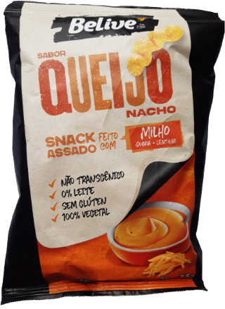BELIVE SNACK ASSADO FEITO COM MILHO, QUINOA E LENTILHA SABOR QUEIJO NACHO